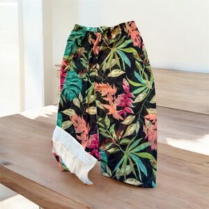 💚PATBO BLACK TROPICALIA FRINGE TRIM BEACH SKIRT SIZE 12💚